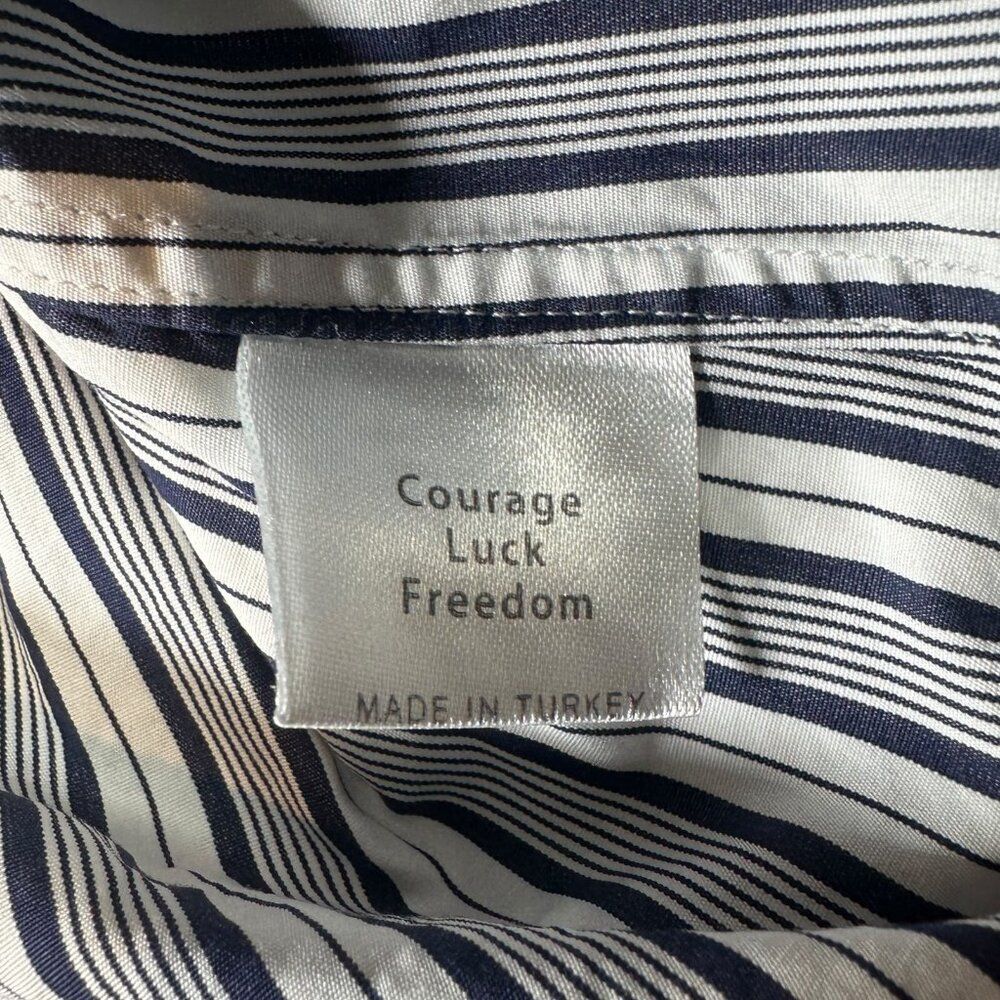 Teddy Stratford Shirt Men's Size 5 / XL Cotton Black and White Striped - Picture 5 of 7